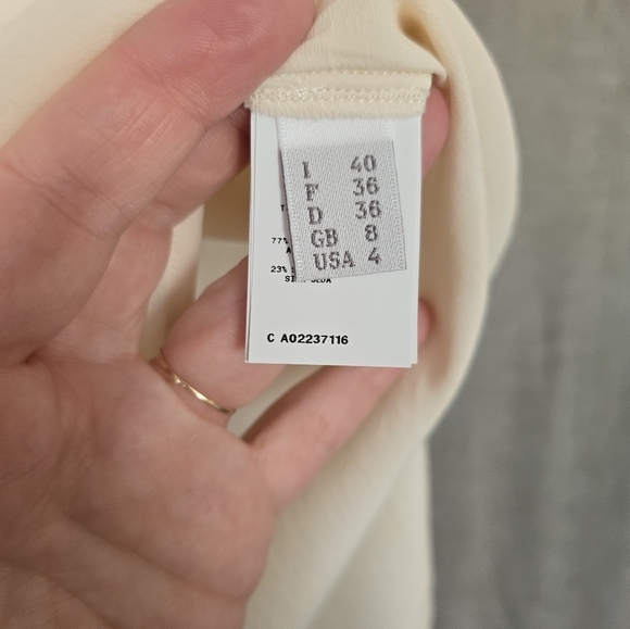 Philosophy de Lorenzo Serafini Silk Blouse Womens 4 Cream Ivory Ruffles Pearls - Picture 6 of 7